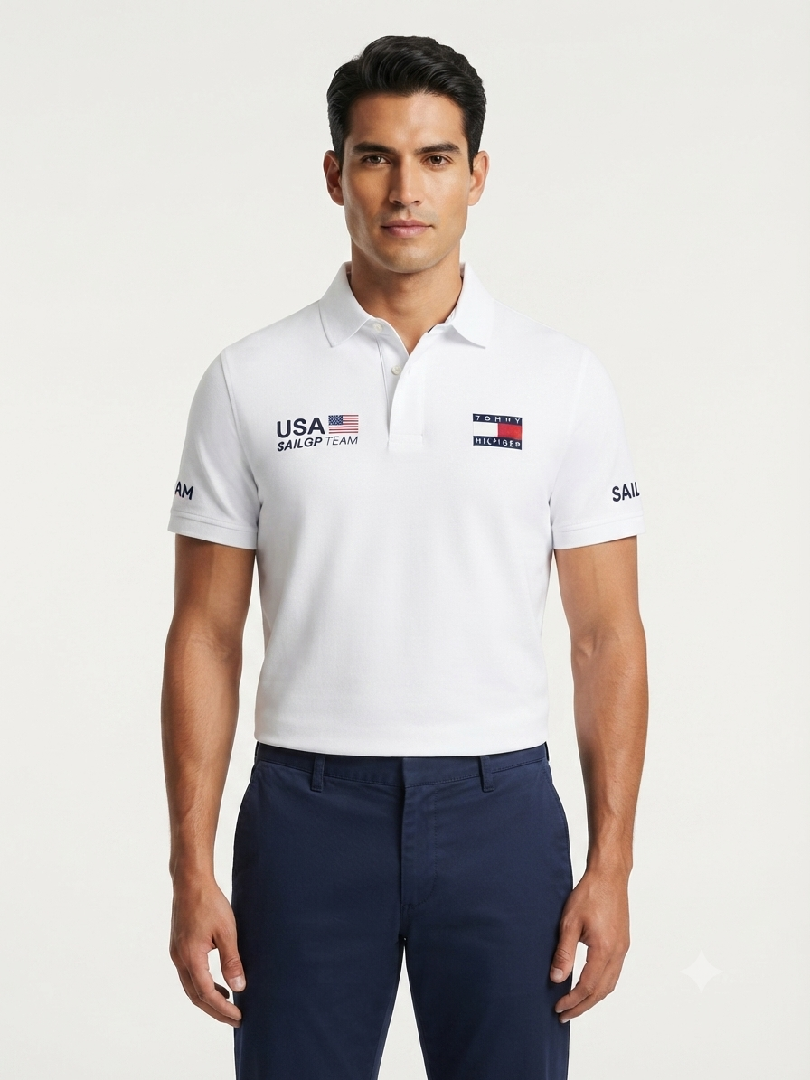 polo-tommy-hilfiger-usa-blanco-hombre Polo Manga Corta Tommy Hilfiger x U.S. SailGP Team para Hombre – Blanco / US - Imagen 1