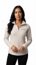 Pulóver Fleece Columbia Benton Springs con Medio Cierre para Mujer – Beige Claro / Crema