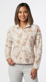 Pulóver Fleece Columbia Glacial IV con Medio Cierre para Mujer – Estampado Beige / Caqui
