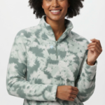 Pulóver Fleece Columbia Glacial IV con Medio Cierre para Mujer – Estampado Verde Menta / Blanco