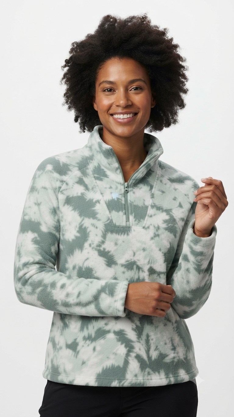 pulover-fleece-columbia-medio-cierre-mujer-verde-menta-estampado Pulóver Fleece Columbia Glacial IV con Medio Cierre para Mujer – Estampado Verde Menta / Blanco - Imagen 1