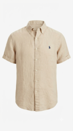 Polo Ralph Lauren Camisa de Lino Manga Corta para Hombre Beige - Imagen 2