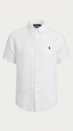 Polo Ralph Lauren Camisa de Lino Manga Corta para Hombre Blanco - Imagen 2