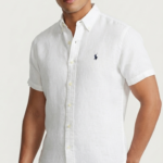 Polo Ralph Lauren Camisa de Lino Manga Corta para Hombre Blanco