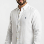 Polo Ralph Lauren Camisa de Lino Manga Larga para Hombre Blanco