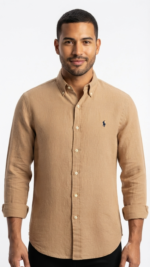 Polo Ralph Lauren Camisa de Lino Manga Larga para Hombre Beige