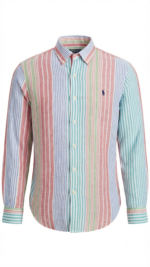 Polo Ralph Lauren Camisa de Lino Manga Larga para Hombre Rayas Multicolor - Imagen 2