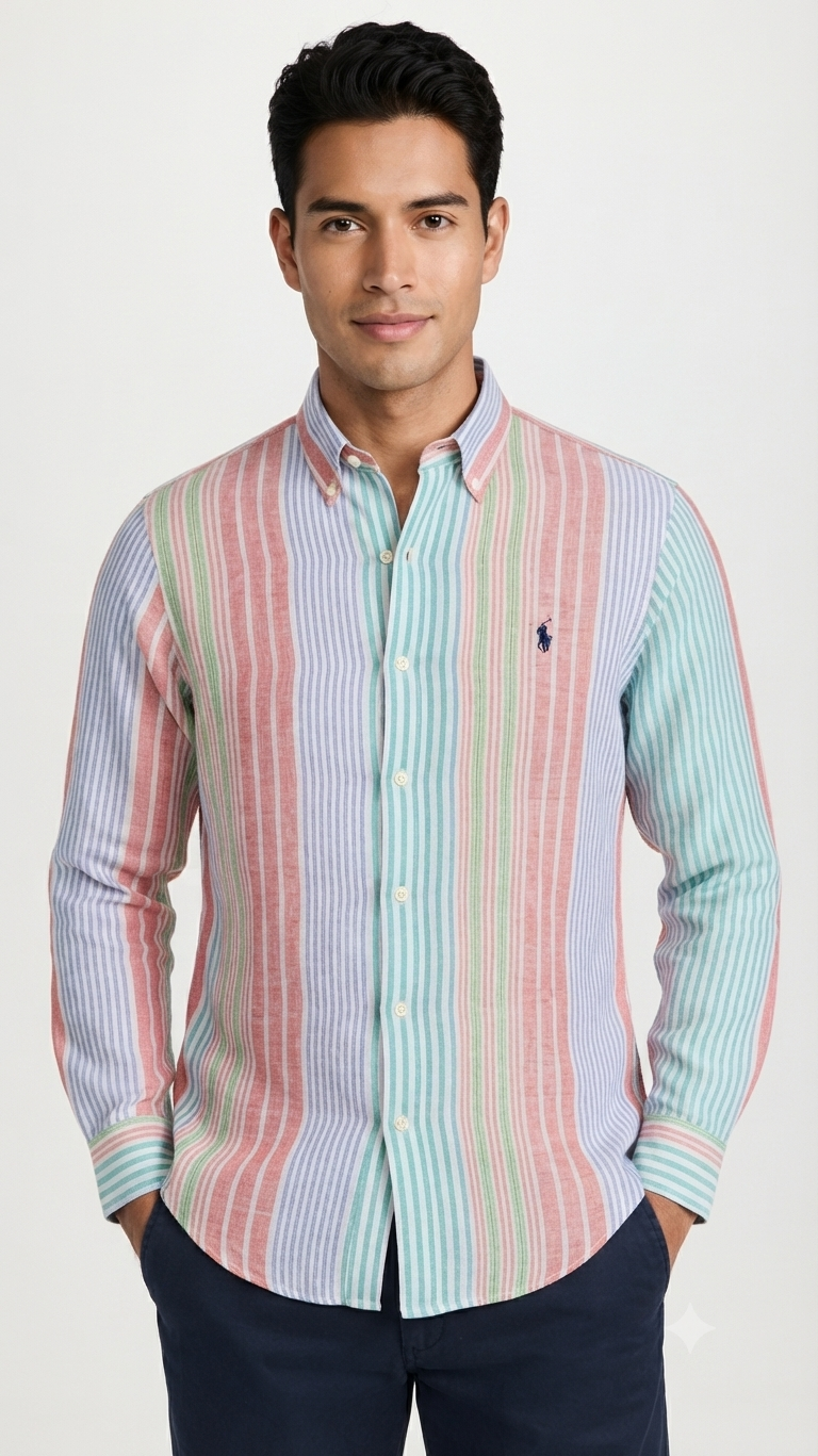 camisa-lino-manga-larga-polo-ralph-lauren-hombre-rayas-multicolor Polo Ralph Lauren Camisa de Lino Manga Larga para Hombre Rayas Multicolor - Imagen 1