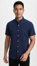 Polo Ralph Lauren Camisa Seersucker Manga Corta para Hombre Azul Marino