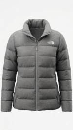 Casaca Acolchada The North Face para Mujer Gris Jaspeado de Pluma - Imagen 2