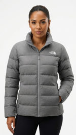Casaca Acolchada The North Face para Mujer Gris Jaspeado de Pluma