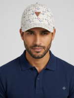 Guess Gorra con Estampado Integral Monograma 4G Multicolor y Placa Mujer Blanco - Imagen 2