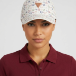 Guess Gorra con Estampado Integral Monograma 4G Multicolor y Placa Mujer Blanco