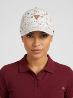 Guess Gorra con Estampado Integral Monograma 4G Multicolor y Placa Mujer Blanco