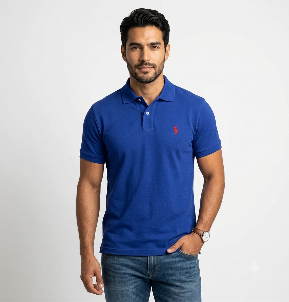 polo-ralph-lauren-hombre-azul-cobalto-logo-bordado-rojo The Iconic Mesh Polo para Hombre Azul Cobalto Logo Bordado Rojo - Imagen 1