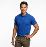 The Iconic Mesh Polo Ralph Lauren Polo para Hombre Azul Francia logo Bordado Naranja