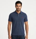 The Iconic Mesh Polo Ralph Lauren Polo para Hombre Azul Marino Jaspeado Bordado Rojo