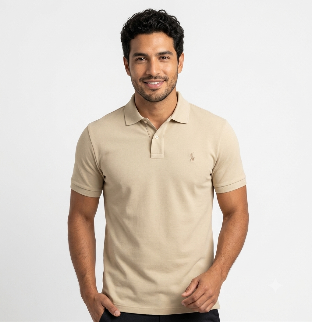 polo-ralph-lauren-hombre-beige-arena The Iconic Mesh Polo Ralph Lauren Manga Corta para Hombre Beige - Imagen 1