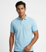The Iconic Mesh Polo Ralph Lauren Polo para Hombre Celeste Claro Bordado Rosado