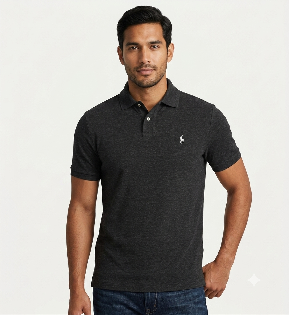 polo-ralph-lauren-hombre-gris-carbon-jaspeado The Iconic Mesh Polo Ralph Lauren Manga Corta para Hombre Gris Carbón Jaspeado - Imagen 1
