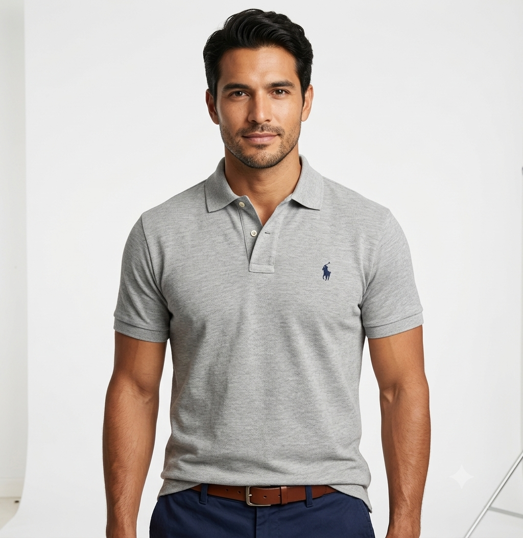 polo-ralph-lauren-hombre-gris-claro-jaspeado The Iconic Mesh Polo Ralph Lauren Polo para Hombre Gris Claro Jaspeado - Imagen 1