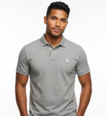 The Iconic Mesh Polo Ralph Lauren Manga Corta para Hombre Gris Jaspeado