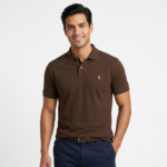 The Iconic Mesh Polo Ralph Lauren Manga Corta para Hombre Marrón Chocolate