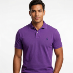 The Iconic Mesh Polo Ralph Lauren Polo para Hombre Púrpura Bordado Logo Azul Marino