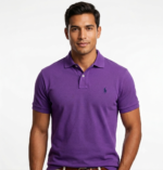 The Iconic Mesh Polo Ralph Lauren Polo para Hombre Púrpura Bordado Logo Azul Marino