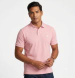 The Iconic Mesh Polo Ralph Lauren Polo para Hombre Rosado Claro Logo Bordado Blanco