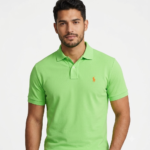 The Iconic Mesh Polo Ralph Lauren Polo para Hombre Verde Lima Logo Bordado Naranja