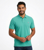 The Iconic Mesh Polo Ralph Lauren Polo para Hombre Verde Menta Logo Bordado Rosado