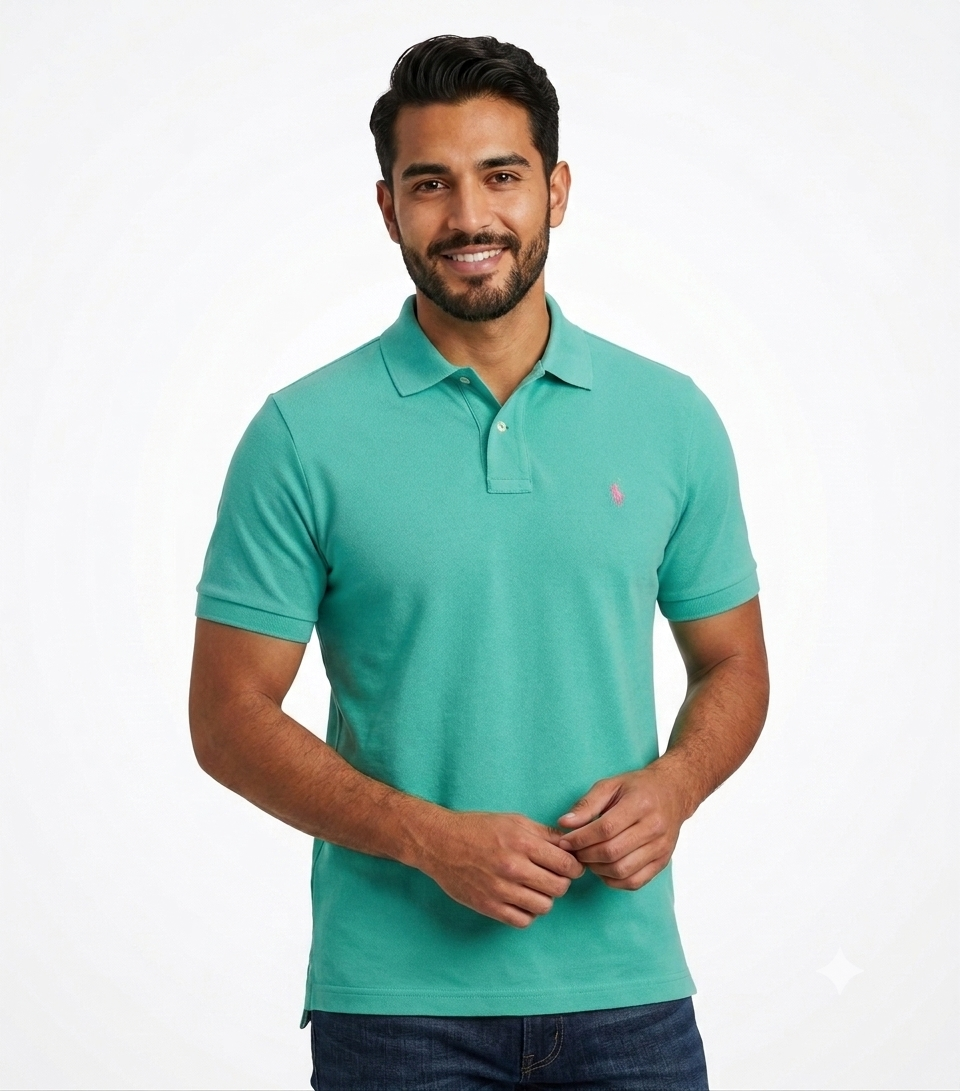 polo-ralph-lauren-hombre-verde-menta-logo-bordado-rosado The Iconic Mesh Polo Ralph Lauren Polo para Hombre Verde Menta Logo Bordado Rosado - Imagen 1