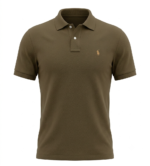 The Iconic Mesh Polo Ralph Lauren Polo para Hombre Verde Olivo Logo Bordado Dorado - Imagen 2