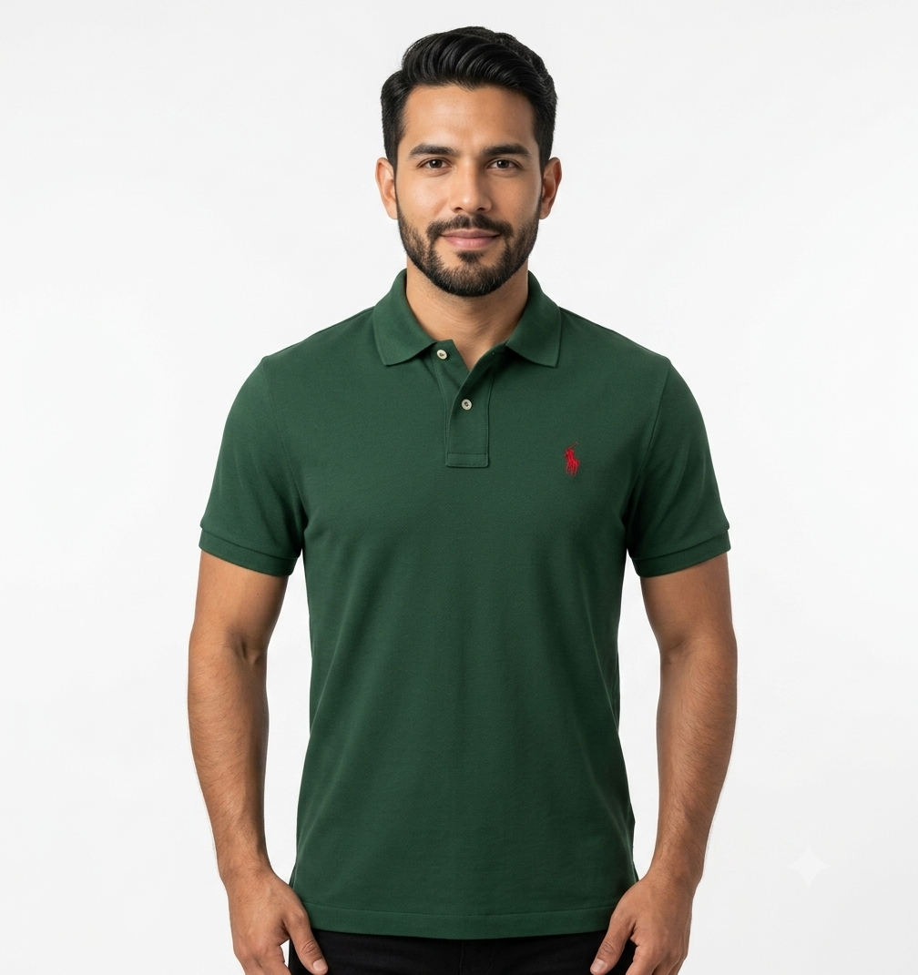 polo-ralph-lauren-hombre-verde-oscuro-logo-bordado-rojo The Iconic Mesh Polo Ralph Lauren Polo para Hombre Verde Oscuro Logo Bordado Rojo - Imagen 1