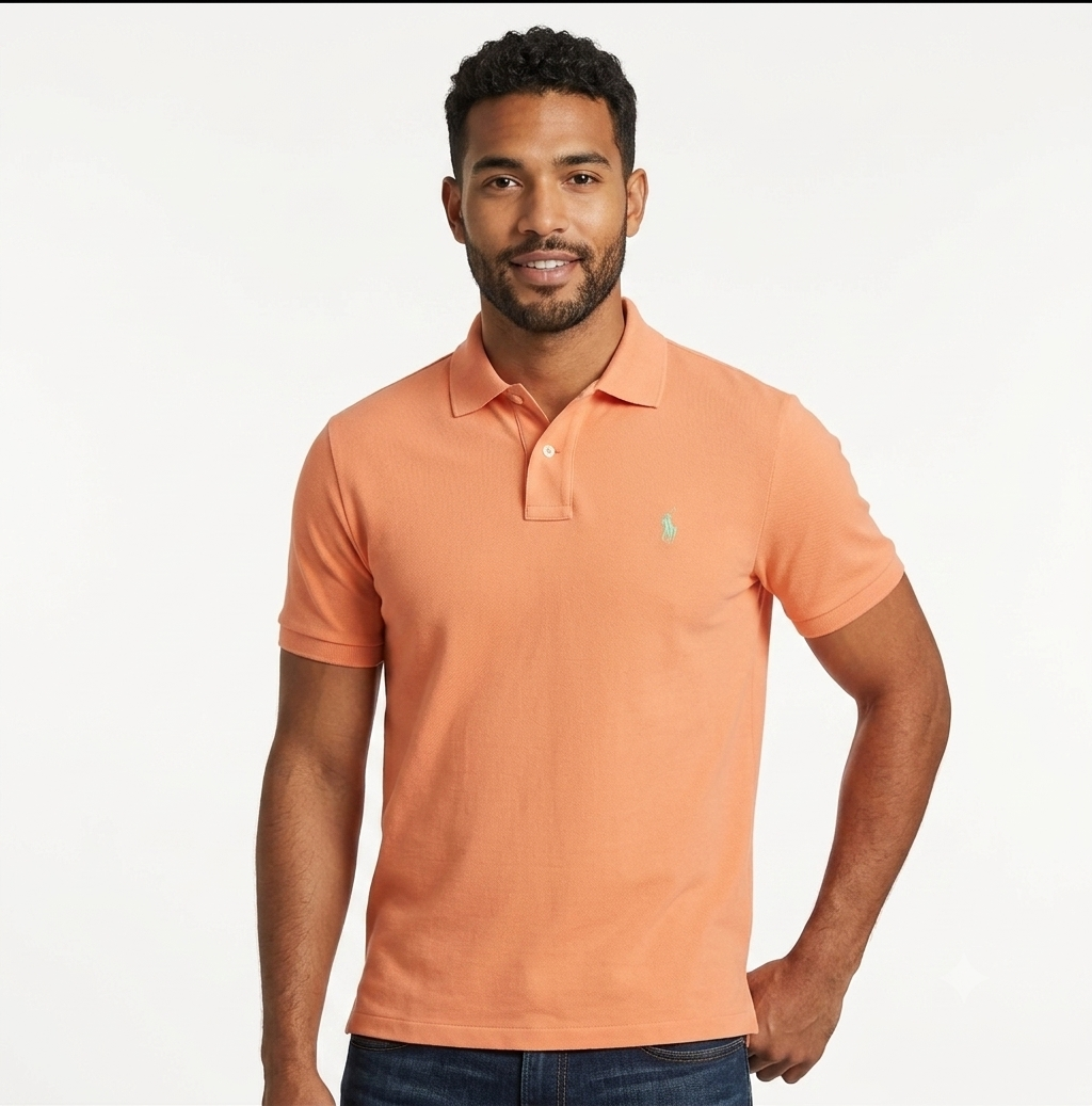 polo-ralph-lauren-regular-fit-hombre-melocoton The Iconic Mesh Polo Ralph Lauren Regular Fit para Hombre Melocotón / Naranja Claro - Imagen 1