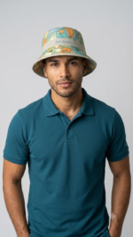Columbia Sombrero Piluso Bucket Hat Reversible para Mujer Estampado Multicolor y Celeste Pastel - Imagen 3