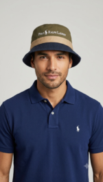 Polo Ralph Lauren Sombrero Piluso Bucket Hat Bicolor Verde Militar, Beige y Azul Marino