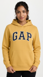 Polera GAP Amarilla con Capucha y Logo Clásico Azul Marino