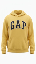 Polera GAP Amarilla con Capucha y Logo Clásico Azul Marino - Imagen 2