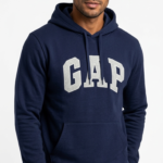 Polera GAP Azul Marino con Capucha y Logo Clásico Gris