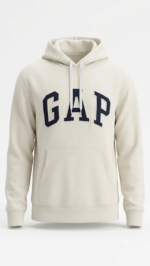 Polera GAP Beige con Capucha y Logo Clásico Azul Marino - Imagen 2