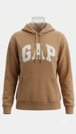 Polera GAP Café Claro con Capucha y Logo Clásico Blanco - Imagen 2
