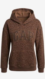 Polera GAP Café con Capucha y Estampado de Leopardo (Animal Print) - Imagen 2