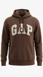 Polera GAP Café Oscuro con Capucha y Logo Clásico Beige - Imagen 2