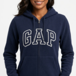 Polera GAP Azul Marino con Cremallera, Capucha y Logo Clásico Blanco
