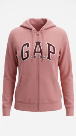 Polera GAP Rosa con Cremallera, Capucha y Logo Clásico Vino - Imagen 2