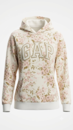 Polera GAP con Capucha para Mujer – Estampado Floral Crema y Rosa - Imagen 2