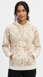 Polera GAP con Capucha para Mujer – Estampado Floral Crema y Rosa