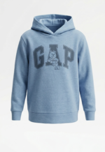 Polera GAP Kids Azul Claro Jaspeado con Capucha y Gráfico de Osito - Imagen 2